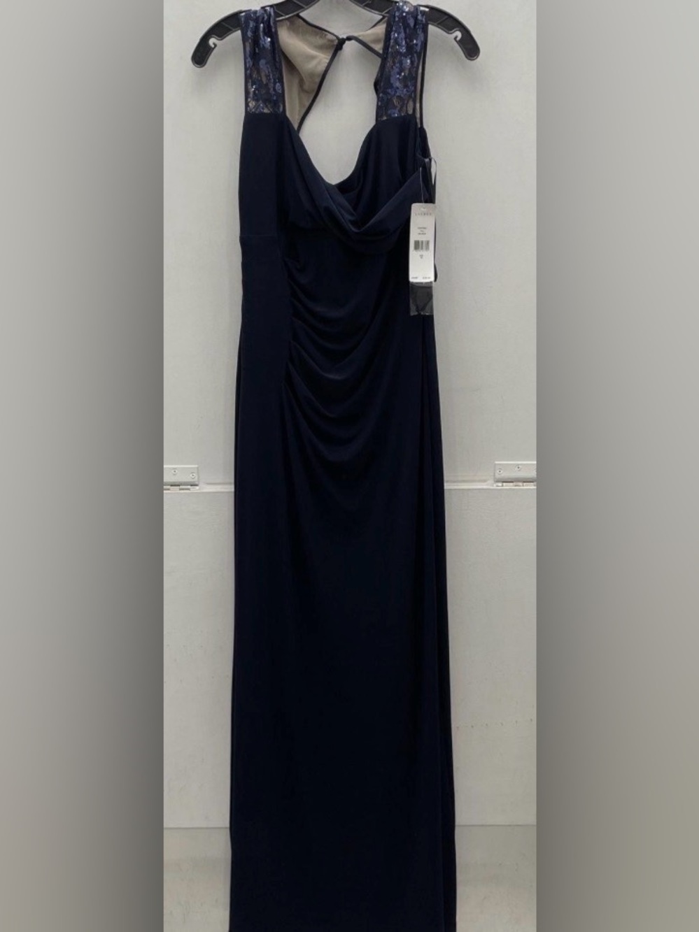 * New Elegant Dark Midnight Navy Blue Lauren Evening Maxi Dress Gown *